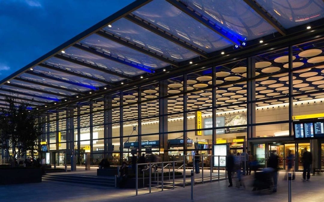 Terminal 4  Heathrow AirportLondonUnited Kingdom Architect:  3D Reid  Lighting Design By Pinniger & Partners 2010 Heathrow Airport Terminal 4 Departures 2010 Exterior Wide View