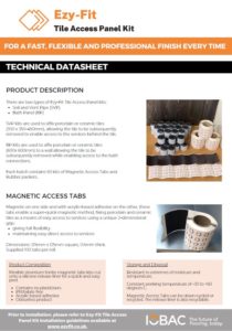 Ezy-Fit Tile Access Panel Technical Datasheet