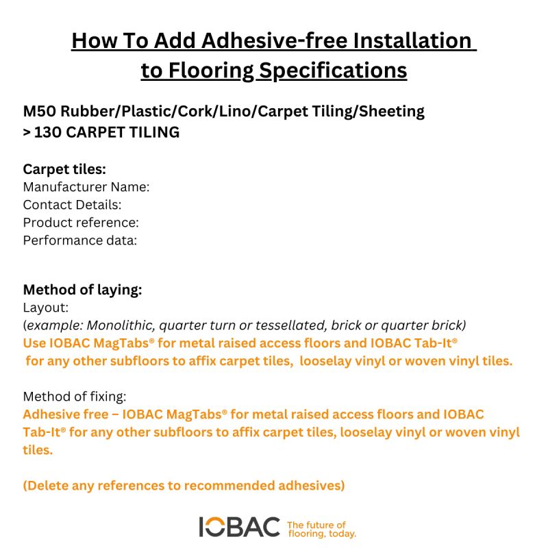 Adhesive-free flooring specification wording